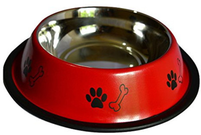 

Foodie Puppies Round Steel Pet Bowl(900 ml Red)
