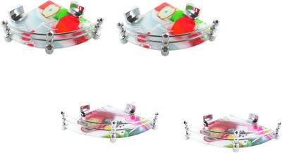 

RoyaL Indian Craft Hard Bracket Set of 4 High Definition Mix Printed 8 By 8 Inch Glass Wall Shelf(Number of Shelves - 4, Multicolor)