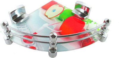 

RoyaL Indian Craft Hard Chrome Bracket High Definition Apple Printed 8 By 8 Inch Glass Wall Shelf(Number of Shelves - 1, Multicolor)