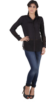 MARAMI Women Solid Casual Black Shirt