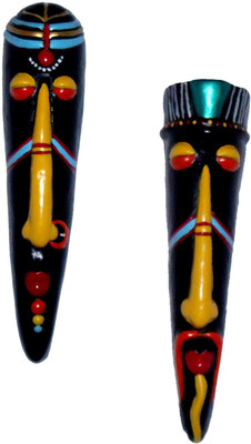 

Rasoh village hand artz cone couple black Decorative Showpiece - 28 cm(Terracotta, Multicolor)