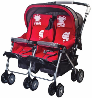

MeeMee Baby Twin Pram Pram(3, Red, Black), Black;red