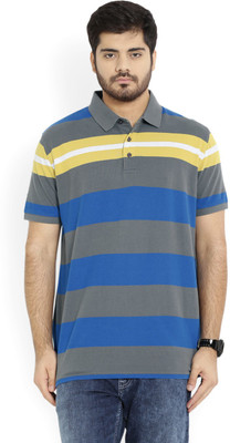 

United Colors of Benetton. Striped Men' Polo Neck Grey, Blue, Yellow T-Shirt, 901