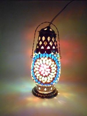 SUSAJJIT DECOR Lanten Style Decorative Lovely Mosaic art Lantern beautiful colorful Table Lamp Showpiece Stylish Hanging Lamp for Indoor/Outdoor Decoration Night Lamp(25 cm, Multicolor)