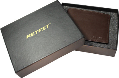 

Retfit Men Brown Genuine Leather Wallet(8 Card Slots), Dark brown