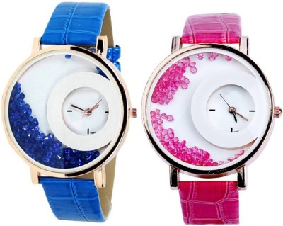 AD Global M.X.R.E. Halfmoon Pink Blue Diamond Beads MX 02-04 Watch  - For Women   Watches  (AD GLOBAL)