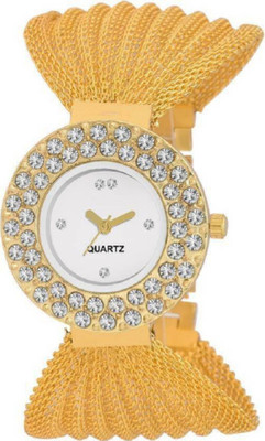 View Maan International New White Dial Fancy Goldne Watch  - For Women Wrist Watches Price Online(Maan International)