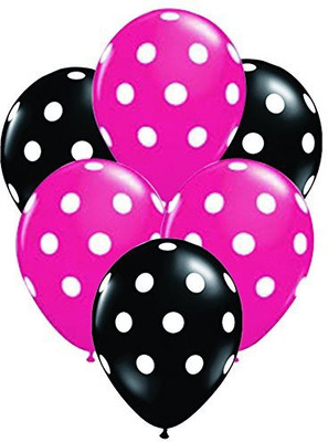 

PARTY PROPZ Printed MINNIE BIRTHDAY DECORATION/ POLKA DOT LATEX BALLOON SET OF 25/ MINNIE PARTY SUPPLIES Balloon(Pink, Black, Pack of 25)