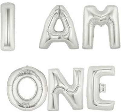 

PARTY PROPZ Solid BOYS & GIRLS BIRTHDAY DECORATION/"I AM ONE" SILVER FOIL BALLOON/ BOYS & GIRLS PARTY SUPPLIES Balloon(Multicolor, Pack of 1)
