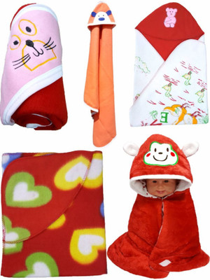 

BRANDONN Embroidered  Hooded Baby Blanket(Microfiber, Multicolor