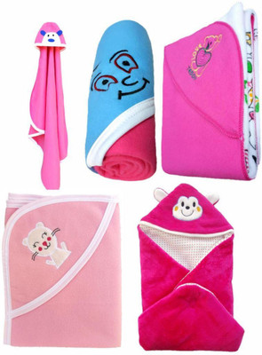 

BRANDONN Embroidered  Hooded Baby Blanket(Microfiber, Multicolor