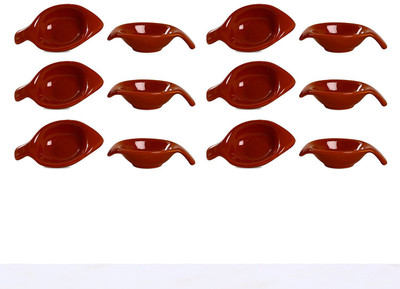 

caffeine Dip and Sauce Diva Serving Bowl in Brown Glossy (Set of 12) Ceramic Bowl Set(Brown, Pack of 12)