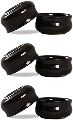 

caffeine Dip and Sauce Chirag Serving Bowl in Black Glossy (Set of 6) Ceramic Bowl Set(Black, Pack of 6)