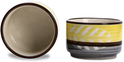 

caffeine Ceramic Bowl Set(Yellow, Grey, Pack of 2)