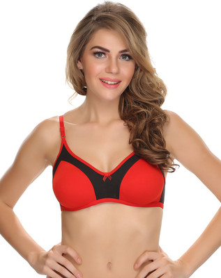 Clovia Double Layered Comfy T-Shirt Bra In Red Women T-Shirt Non Padded Bra(Red)