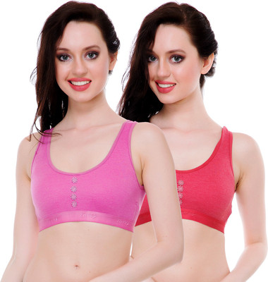 FIMS Celebrity Style Sports Bra Women Sports Non Padded Bra(Red, Pink)