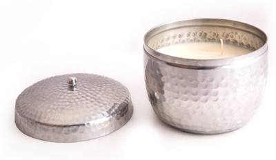

Ekam Soya candle hammered container - Garden fresh Candle(White, Pack of 1)
