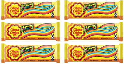 

Chupa Chups Sour Belts Chewy Toffee Mixed Fruit Flavour(Pack of 6)