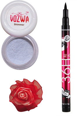 

VOZWA Silver Shimmer Powder, Sketch Eye Liner and red band.(Set of 3)