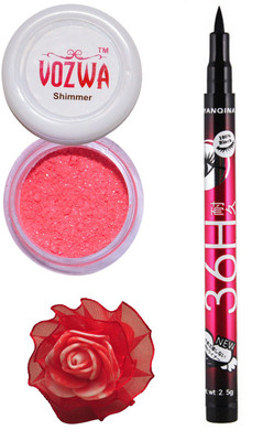 

VOZWA Red Shimmer Powder, Sketch Eye Liner and red band.(Set of 3)