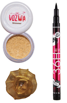 

VOZWA Golden Shimmer Powder, Sketch Eye Liner and Golden band.(Set of 3)