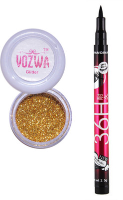 

VOZWA Golden Gilliter Powder, Sketch Eye Liner(Set of 2)