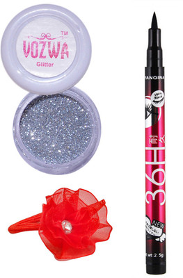 

VOZWA Silver Gilliter Powder, Sketch Eye Liner and band.(Set of 3)