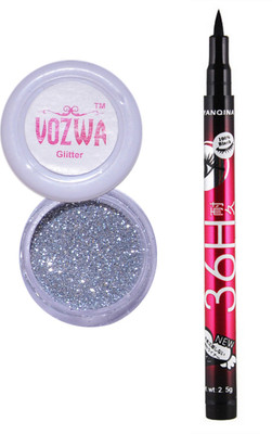 

VOZWA Silver Gilliter Powder, Sketch Eye Liner(Set of 2)