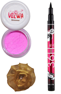 

VOZWA Pink Shimmer Powder, Sketch Eye Liner and Golden band.(Set of 3)