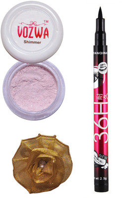 

VOZWA Light Copper Shimmer Powder, Sketch Eye Liner and Golden band.(Set of 3)