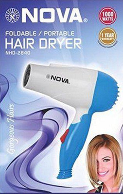 

Nova Genuine 1000W Portable and Foldable-hair dryer Wall Mounted Dryer Holder