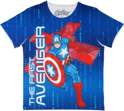 Marvel Avengers Boys Graphic Print Polycotton Regular T Shirt(Blue, Pack of 1)