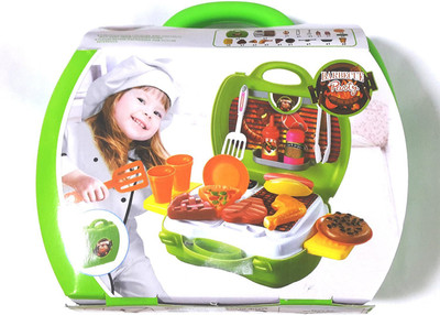 

GoMerryKids Kids Pretend Play Barbeque Party Cooking Set 21 Pcs(Green)
