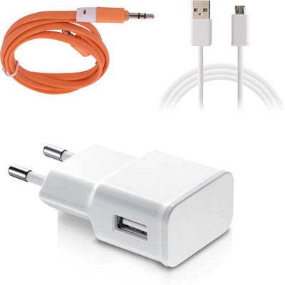 DAKRON Wall Charger Accessory Combo for Lava Iris Atom 3(White)