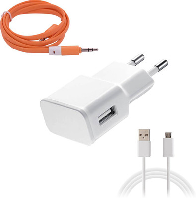 DAKRON Wall Charger Accessory Combo for Karbonn Quattro L50 HD(White)