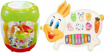 

MN OVERSEAS Multicolor Rabbit Piano with Fish Drum for kids(Multicolor)