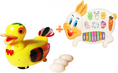 

MN OVERSEAS Multicolor Musical Rabit Piano with Egg Laying Duck(Multicolor)