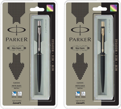 PARKER Classic Matte Black CT & CT Ball Pen(Pack of 2, Ink Color - Blue)
