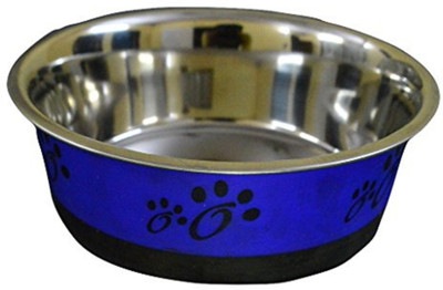 

Foodie Puppies Round Steel Pet Bowl(450 ml Blue)