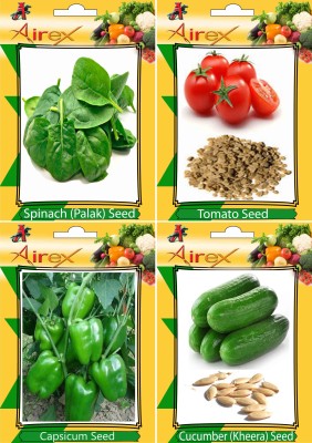 Airex Spinach (Palak), Tomato, Green Capsicum (Shimla Mirch), Cucumber (Kheera) Seed(25 per packet)