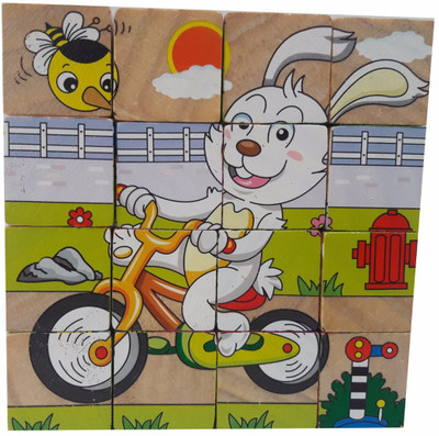 

Smartcraft 4x4Wooden Puzzle Cube - Animals in Vehicles(16 Pieces)