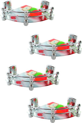 

RoyaL Indian Craft Long Hard Bracket Set of 4 High Definition Apple Printed 8 By 8 Inch Glass Wall Shelf(Number of Shelves - 4, Multicolor)
