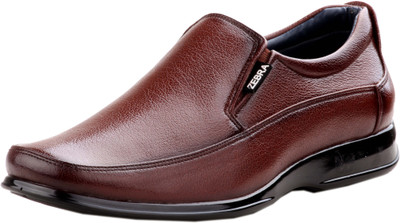 

Zebra Mens Formal 100% Leather Shoes Slip On For Men(Tan