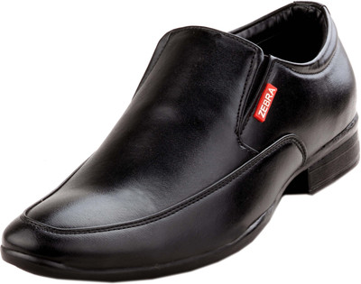 

Zebra Mens Formal Comfortable Leather Shoes Slip On For Men(Black
