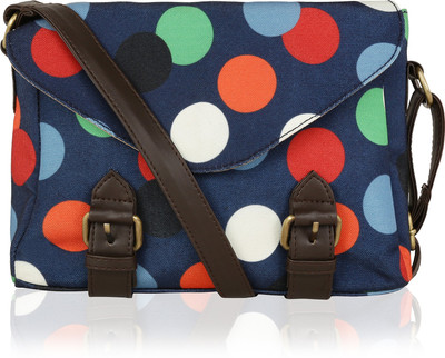 

Kleio Women Casual Blue Canvas, PU Sling Bag