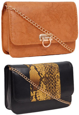 

Borse Women Evening/Party Beige, Black PU Sling Bag