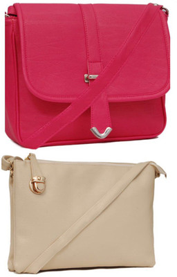 

Borse Women Casual Pink, White PU Sling Bag