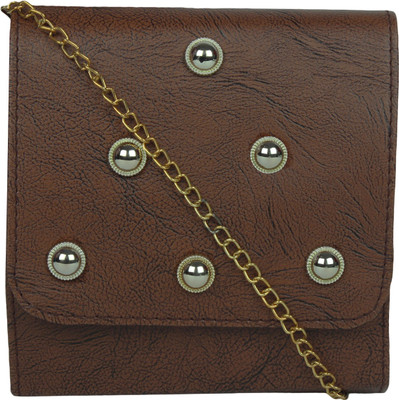 

SEADOLPHIN Women Evening/Party Brown PU Sling Bag