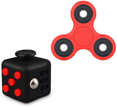 

goslash COMBO FIDGET CUBE BLACK WITH RED + FIDGET SPINNER RED(Multicolor)
