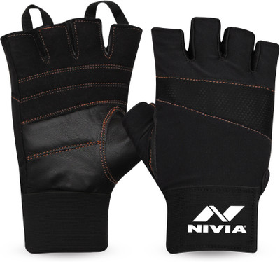 

Nivia Mamba Sports Genuine Leather with Wrist Wrap Gym & Fitness Gloves (, Black
